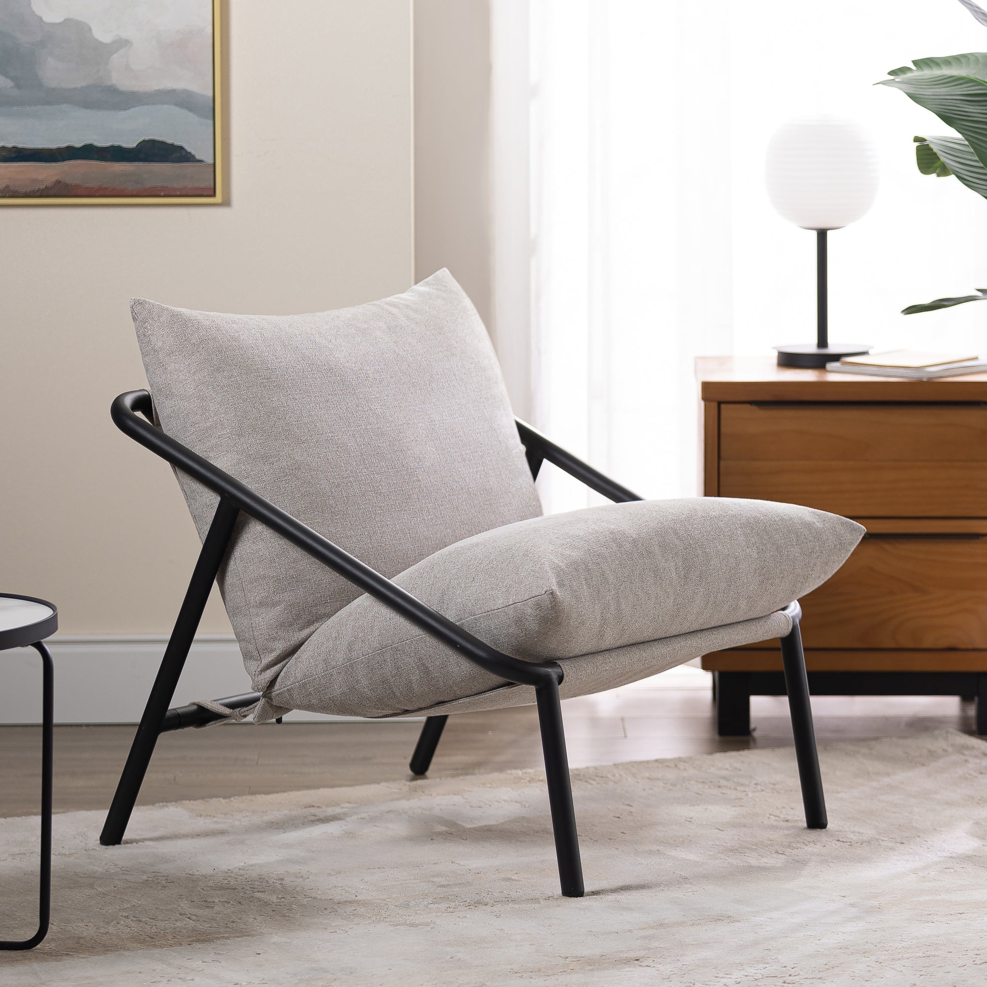 Gray sling chair sale