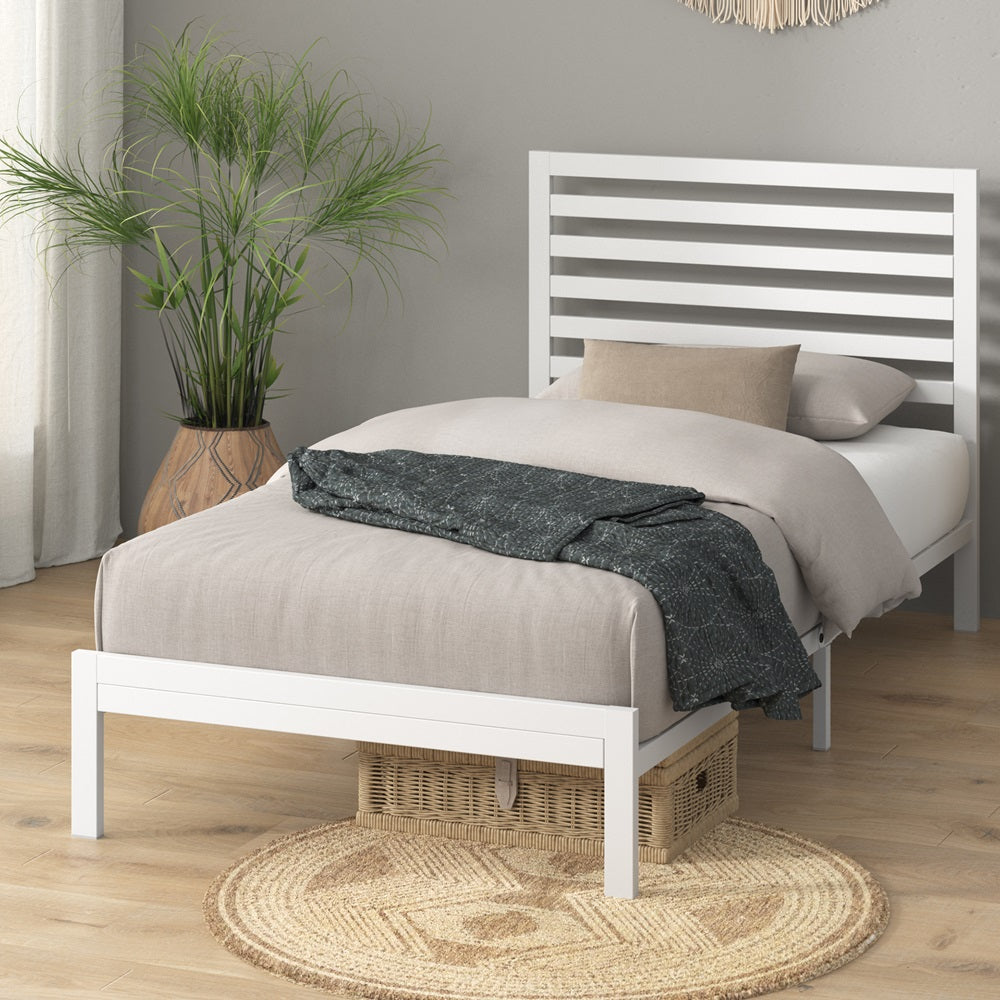 Kai White Bamboo and Metal Bed Frame