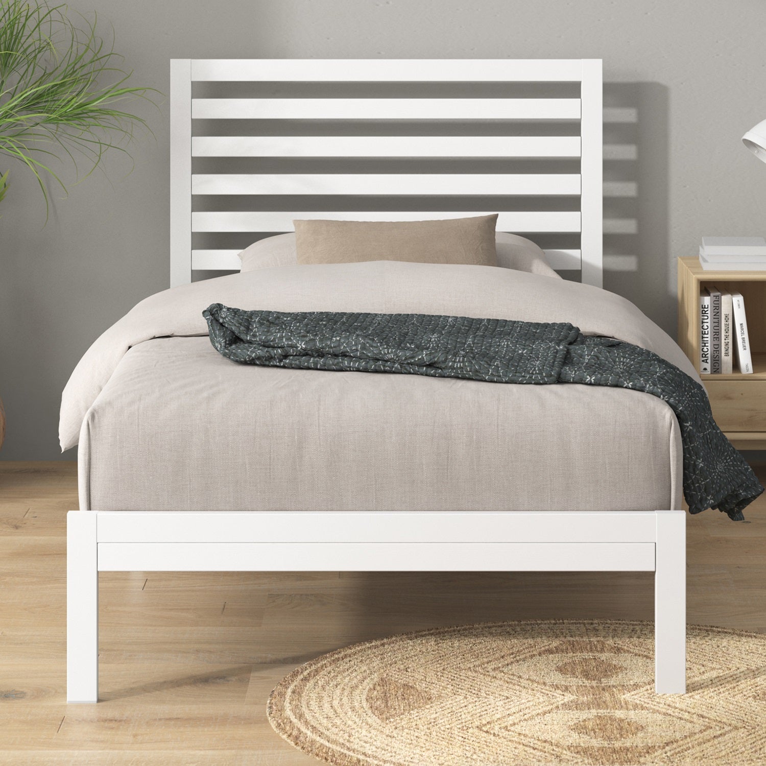 Kai White Bamboo and Metal Bed Frame