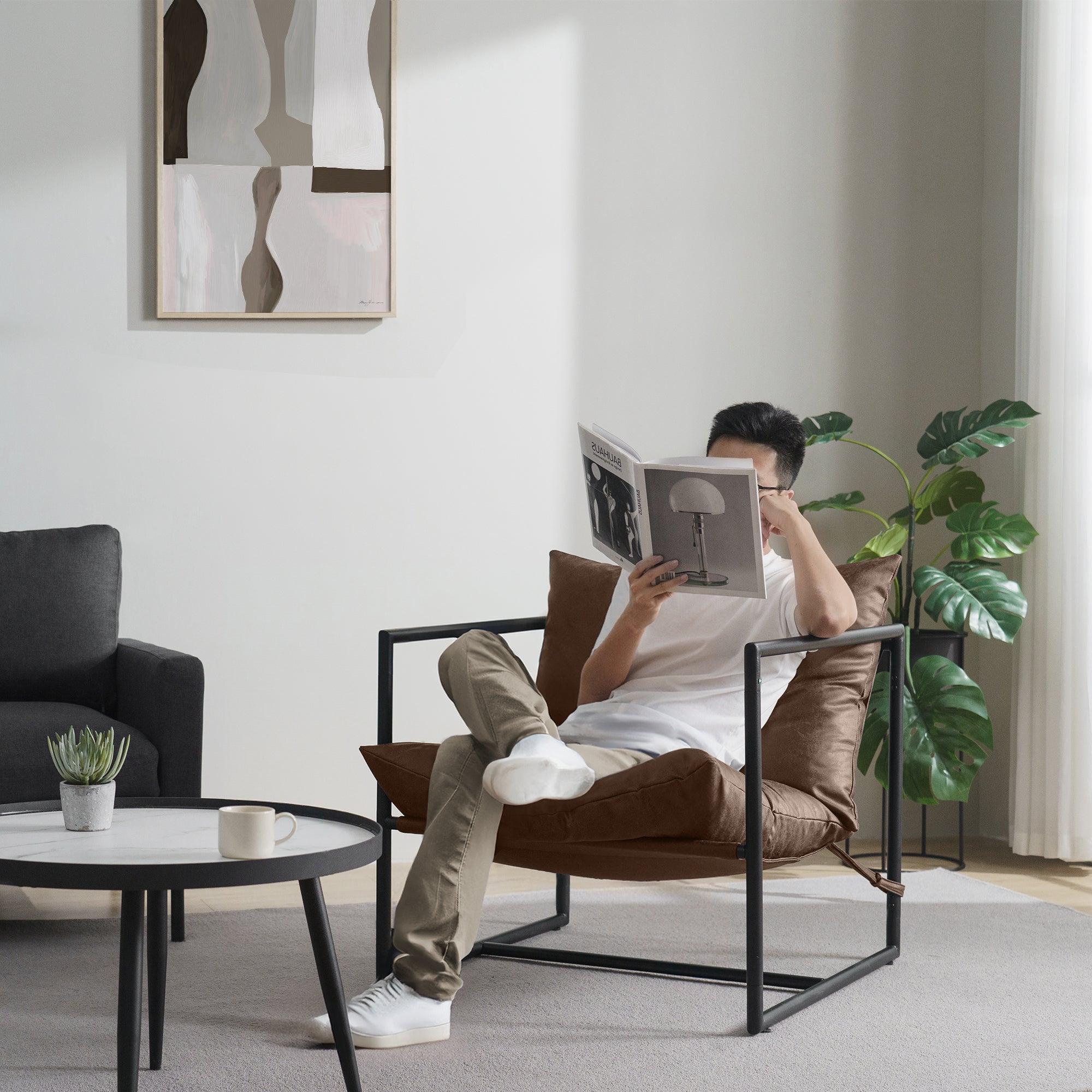 Aidan Faux Leather Sling Chair - Zinus NZ