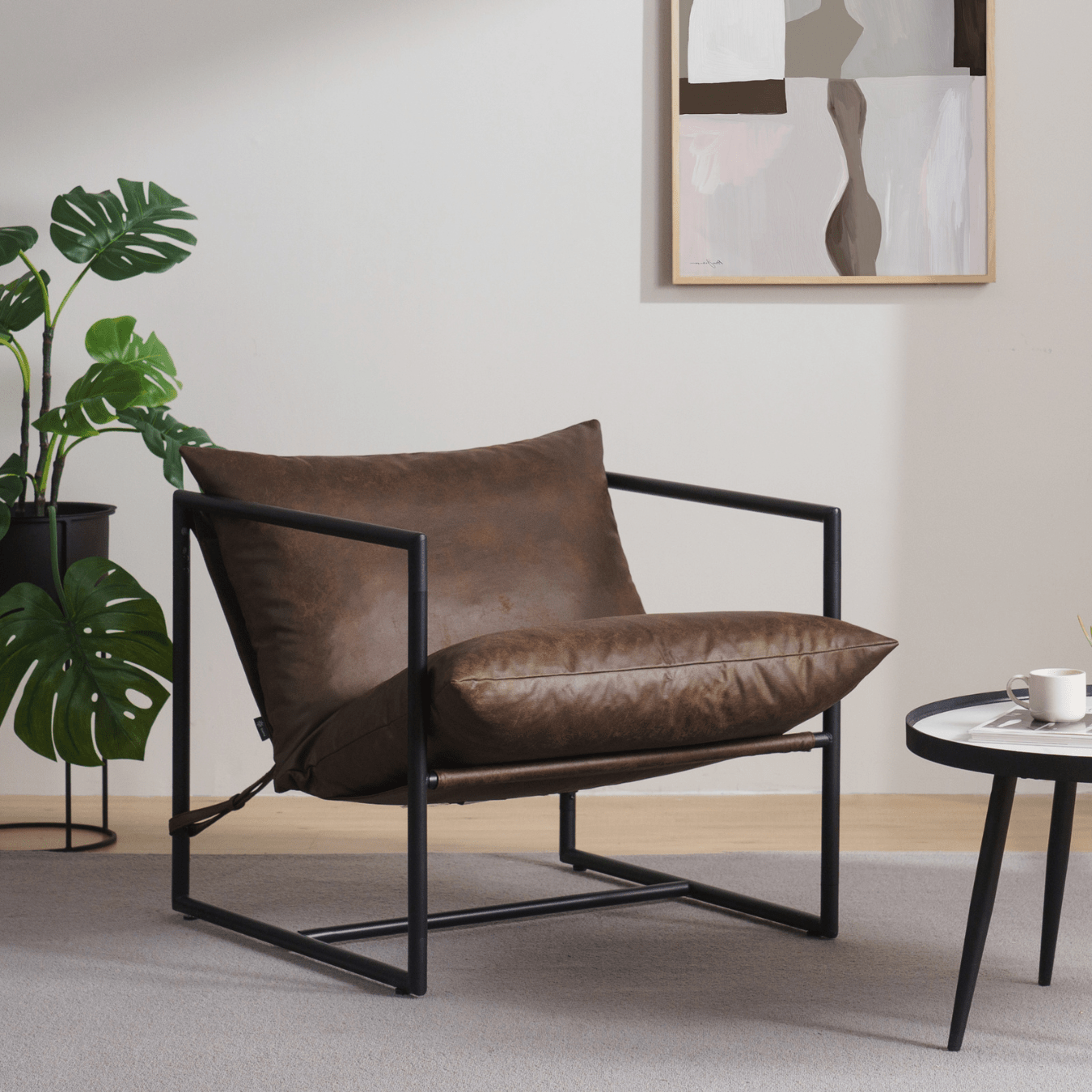 Aidan Faux Leather Sling Chair - Zinus NZ