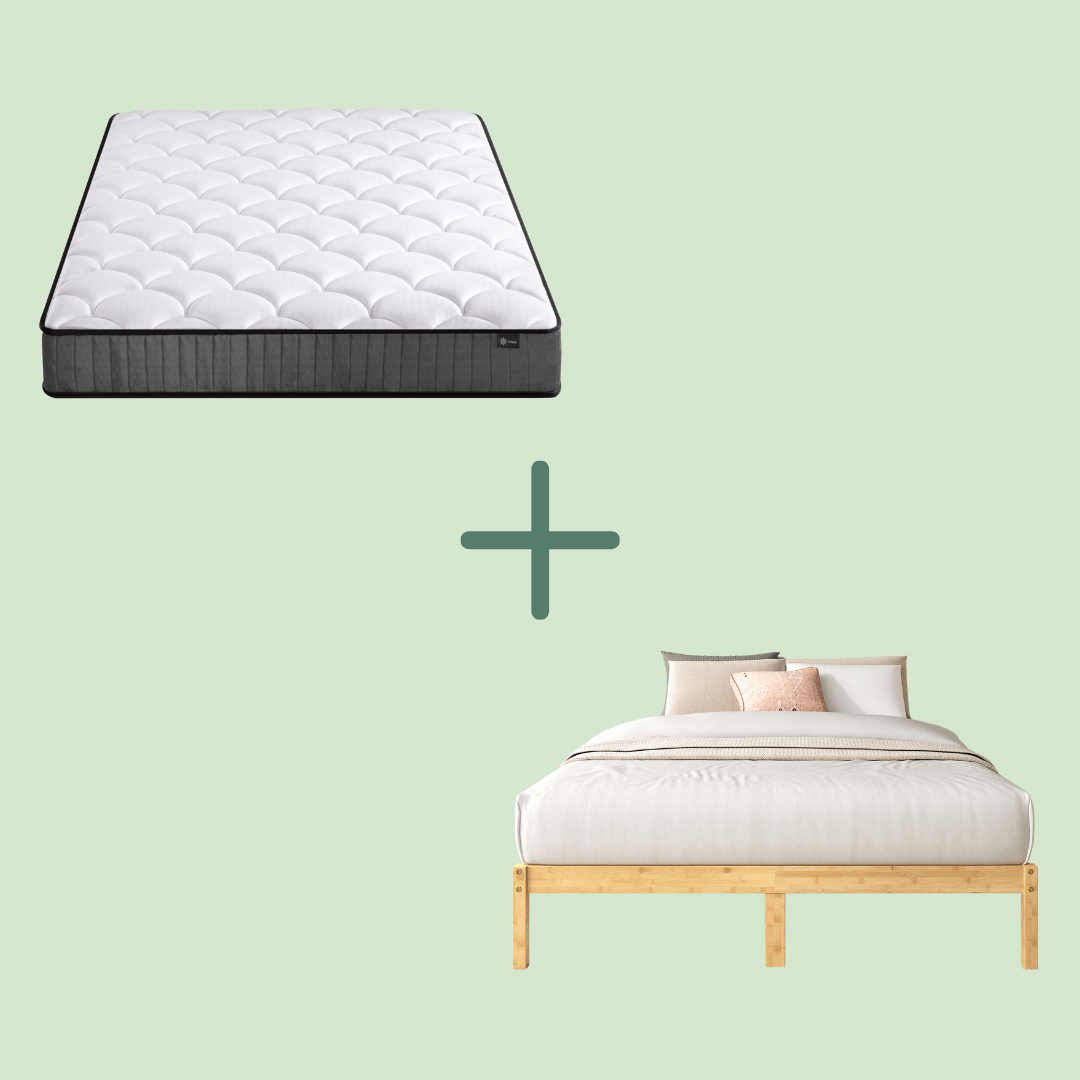 Bamboo Bed Base and 20cm Pocket Spring Mattress Bundle - Queen - Zinus NZ