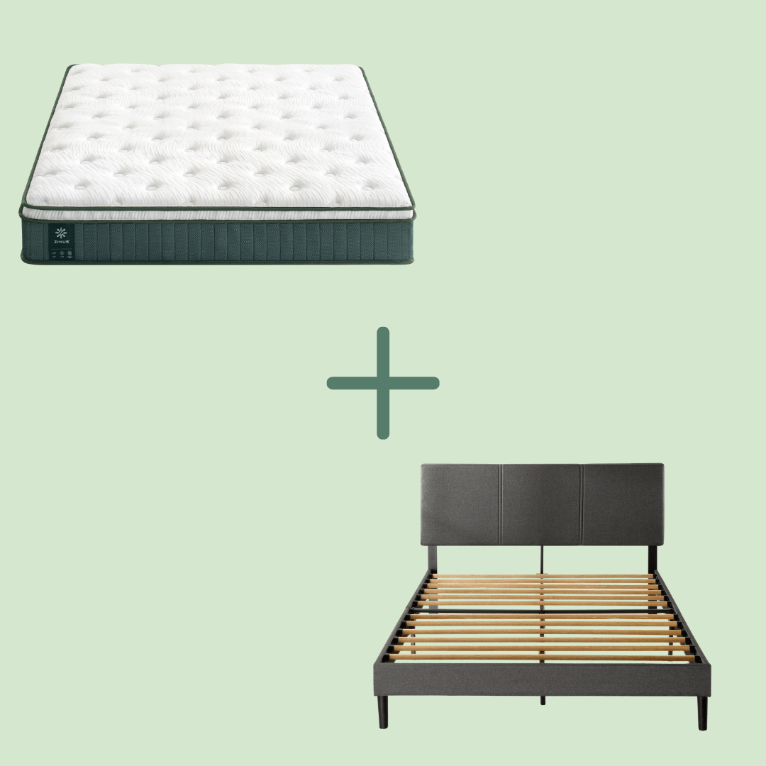 Cambril Upholstered Bed Frame and Chiro Support Mattress Bundle - Zinus NZ