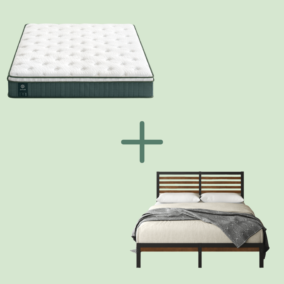 Kai Bamboo Bed Frame and Chiro Support Spring Mattress Bundle - Zinus NZ