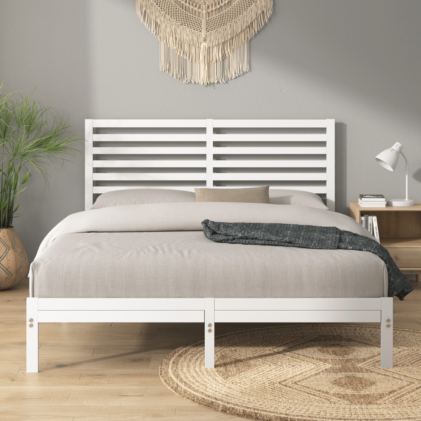 Kai White Bamboo and Metal Bed Frame - Zinus NZ