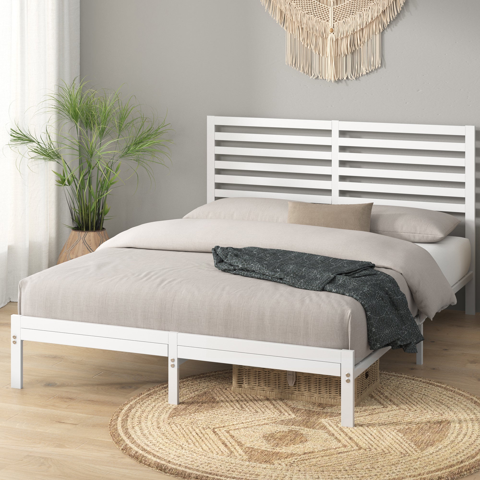 Kai White Bamboo and Metal Bed Frame - Zinus NZ